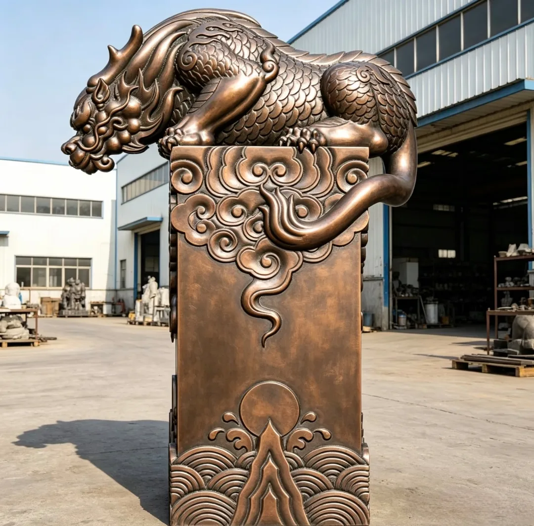 Custom Bronze Pixiu Sculpture Ornate Mythical Beast Metal Art Statue for Commercial Entrance on Sale — view 3