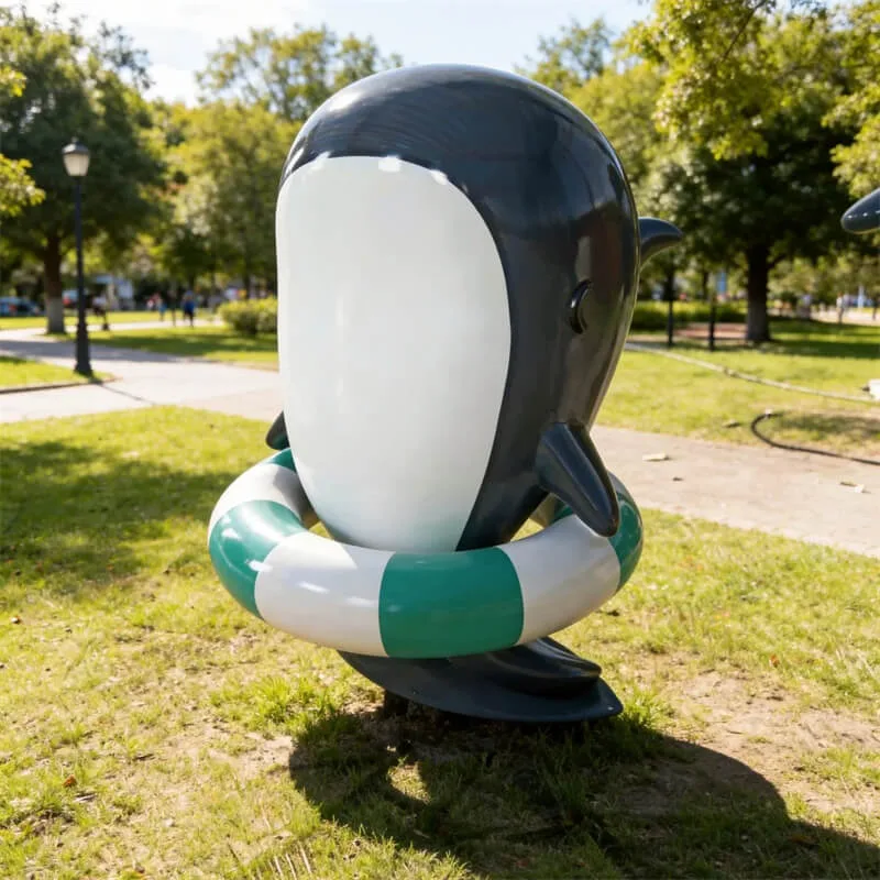 Custom Cartoon Whale Fiberglass Sculpture Multiple Theme Viral Photo Ornament Outdoor Park Kids Playground — view 4