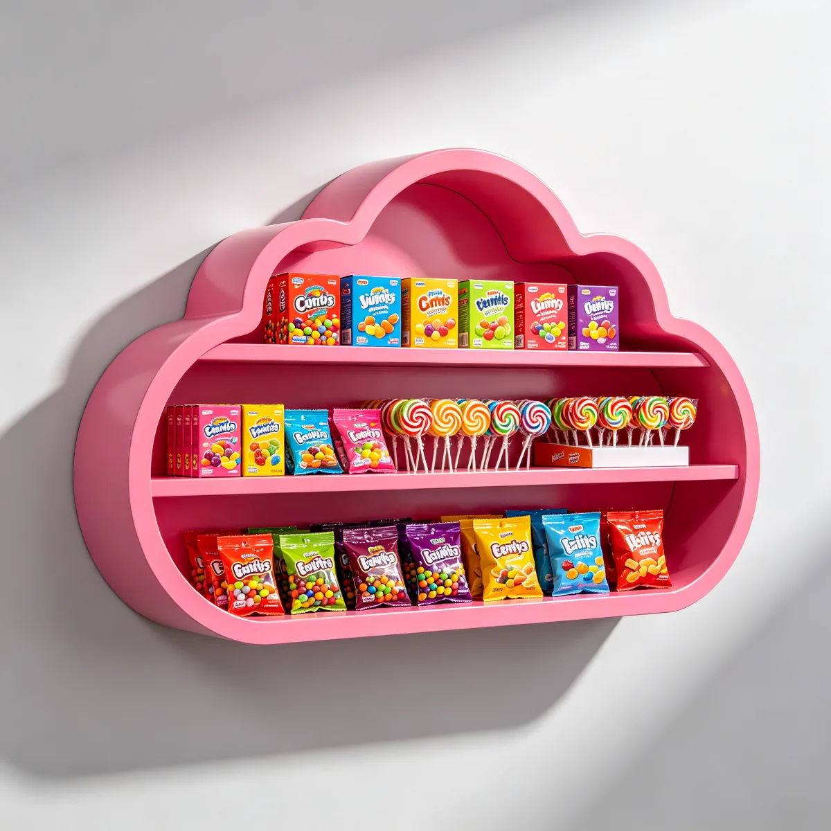 Custom Cloud-Shaped Food Shelf: Colorful, Durable, Wall-Mounted Display for Candy Stores & Snack Shops — view 2