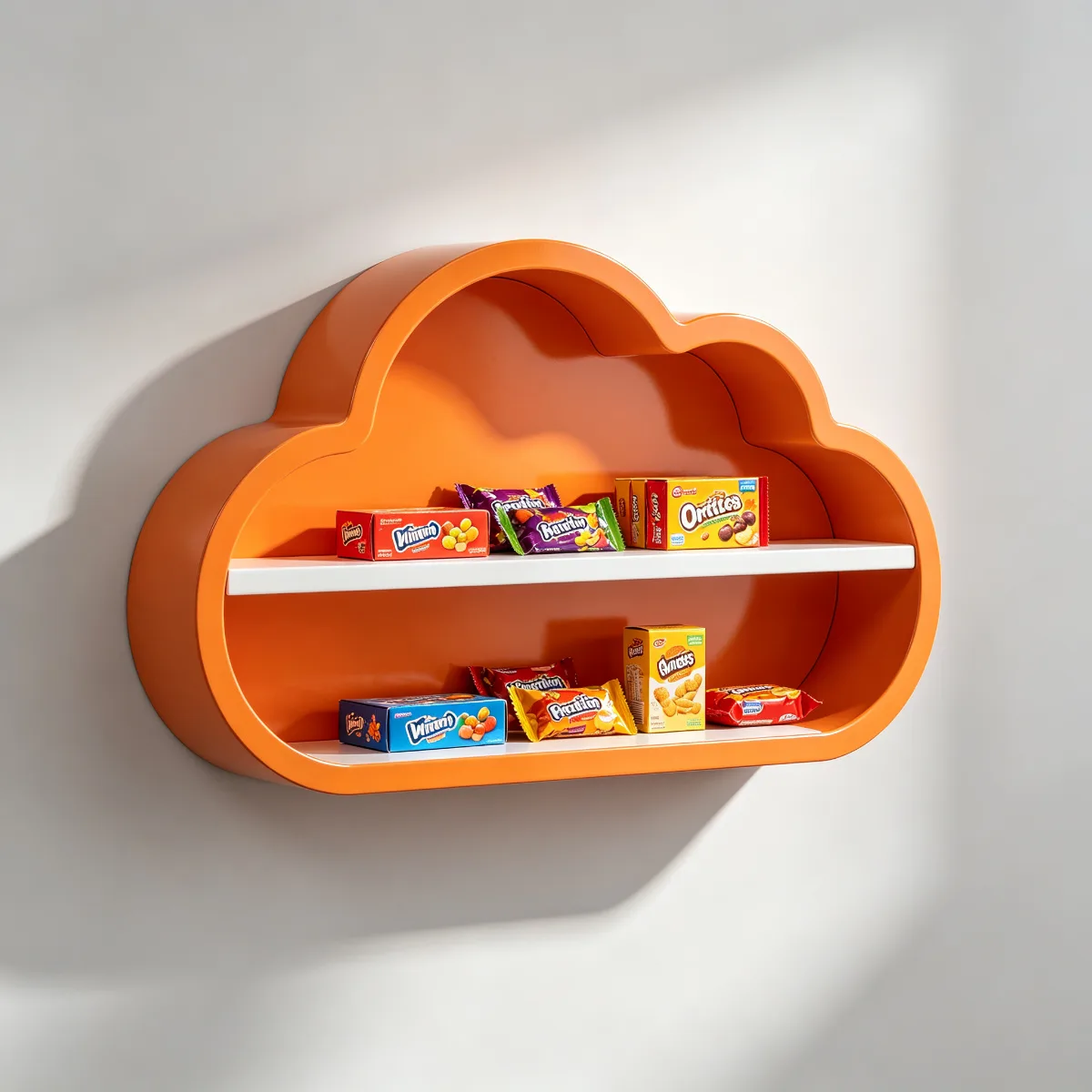 Custom Cloud-Shaped Food Shelf: Colorful, Durable, Wall-Mounted Display for Candy Stores & Snack Shops — view 3