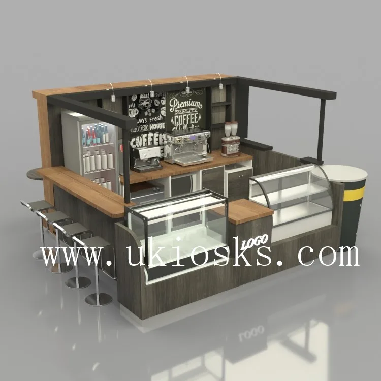 Custom Coffee Kiosk With Counter, Storage & Branding — view 3