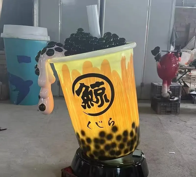 Custom Fiberglass Bubble Tea Cup Sculptures | LED & Branded Public Art — view 4