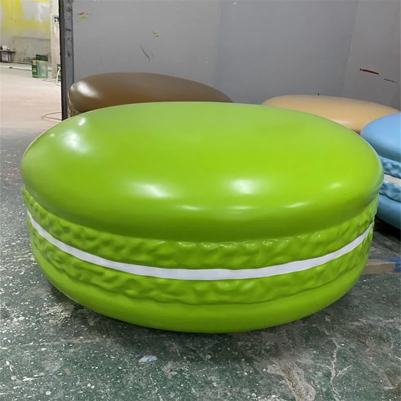 Custom Fiberglass Macaron Sculpture Seat | Indoor-Outdoor Dessert Themed Bench for Commercial Spaces Design Highlights — view 4