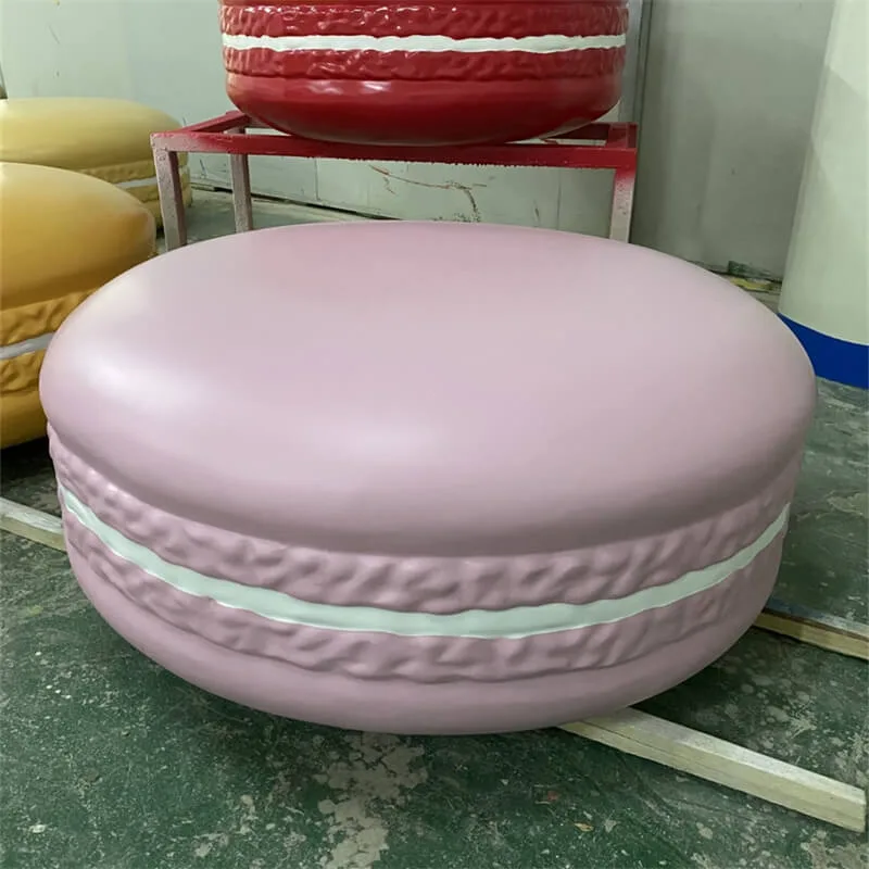 Custom Fiberglass Macaron Sculpture Seat | Indoor-Outdoor Dessert Themed Bench for Commercial Spaces Design Highlights — view 3