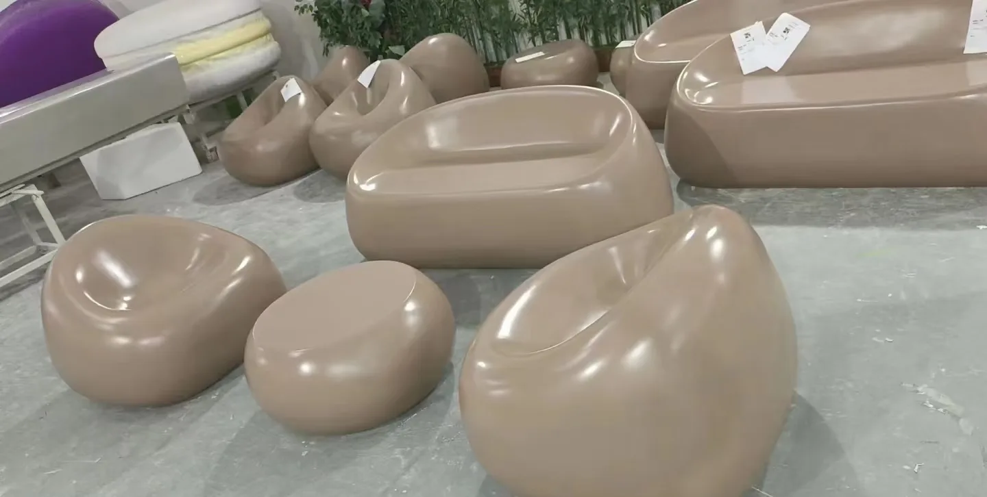 Custom Fiberglass Pebble Furniture Set Durable Outdoor-Ready Seating for Public Spaces on Sale — view 3