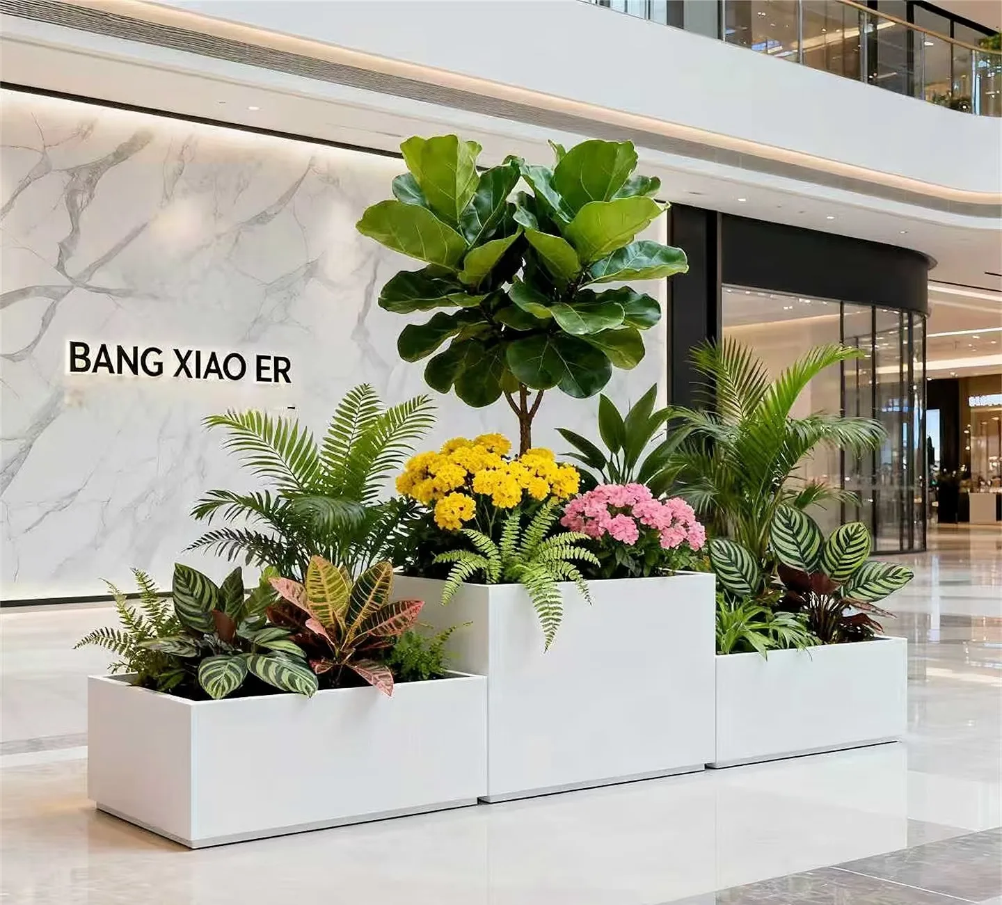Custom Fiberglass Rectangular Planters for Modern Commercial Spaces — view 4