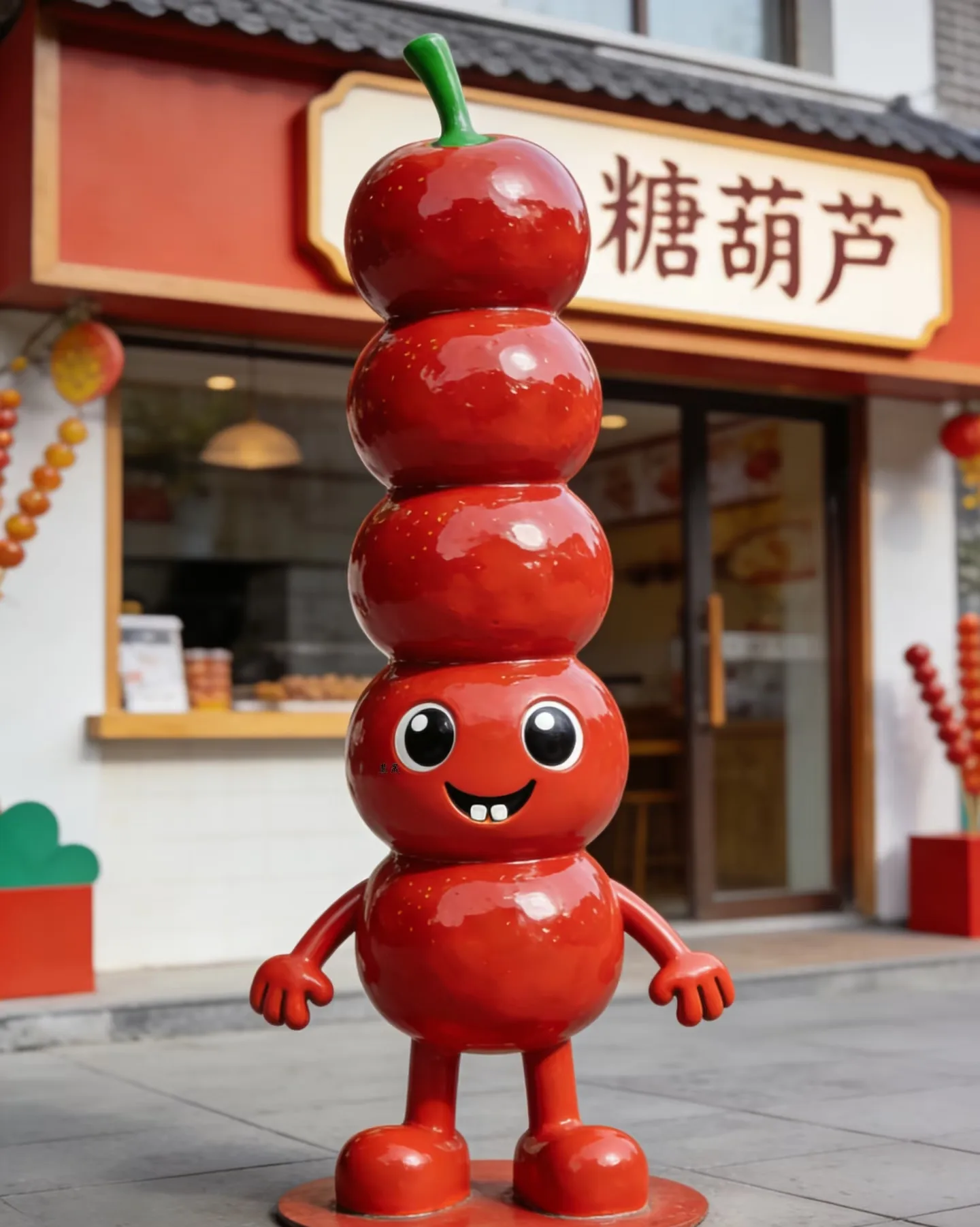 Custom Fiberglass Tanghulu Mascot Sculpture | Cartoon Candy Hawthorn Statue — view 3