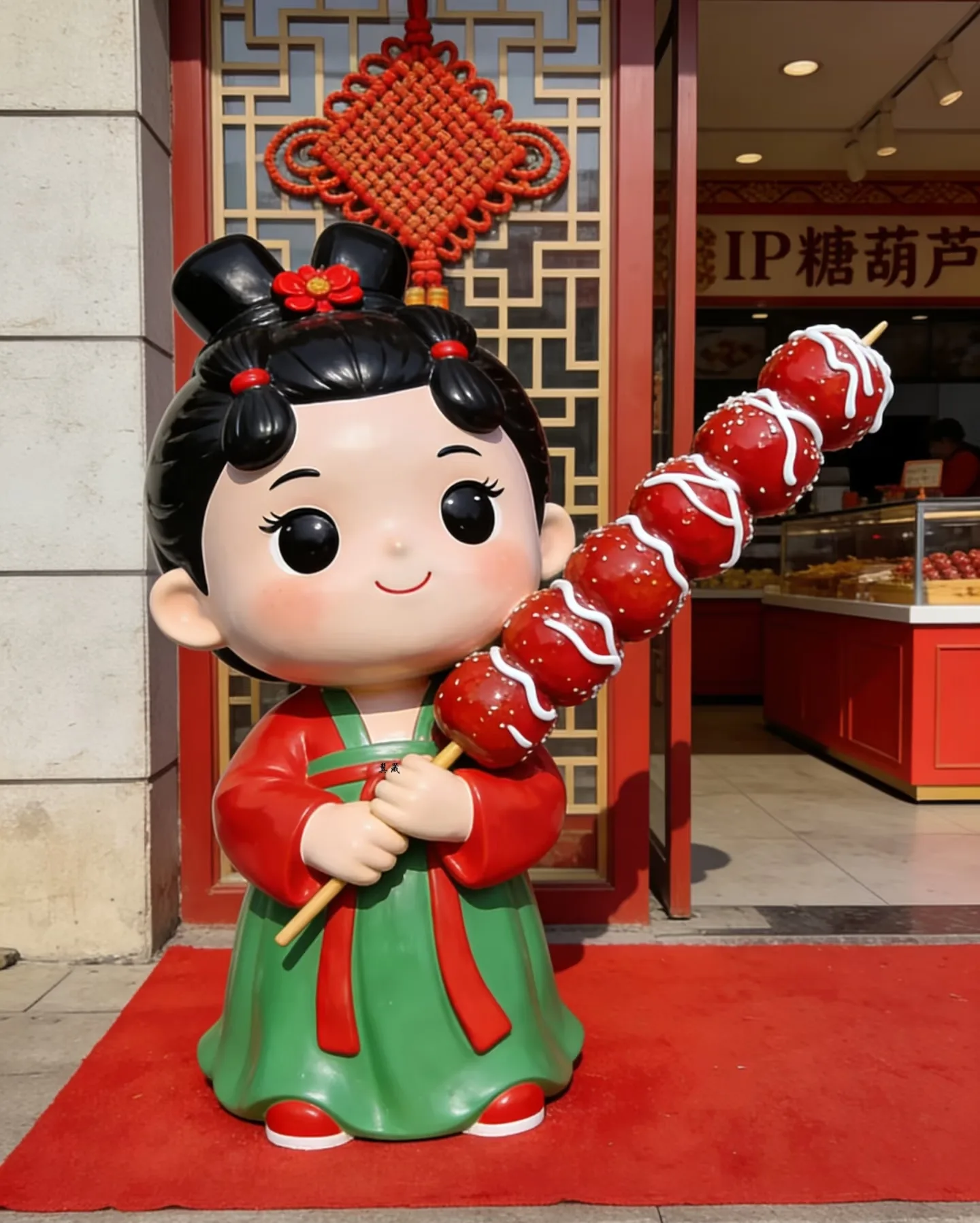 Custom Fiberglass Tanghulu Mascot Sculpture | Cartoon Candy Hawthorn Statue