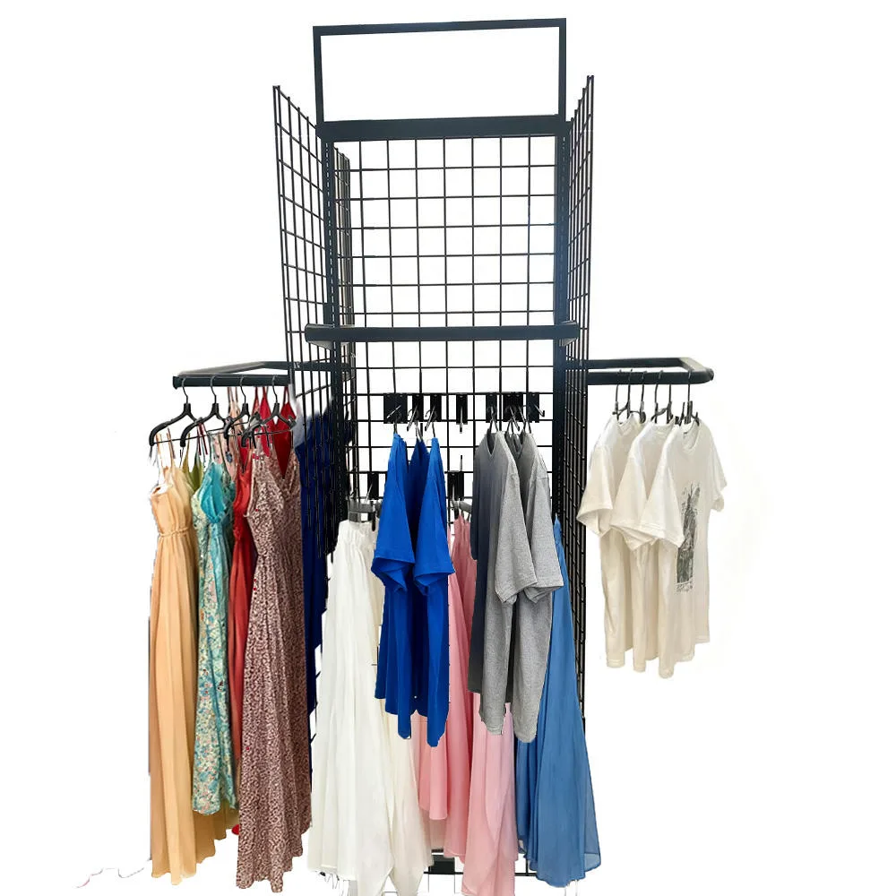 Custom Floor Metal Grid Clothing Rack Display T Shirt Display Stands Wire Grid Wall Unit Display Stands — view 5
