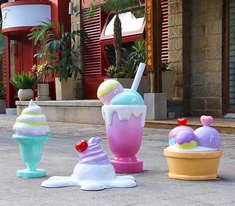 Custom Giant Fiberglass Ice Cream Statue | Outdoor FRP Dessert Sculpture for Store Decor — view 3