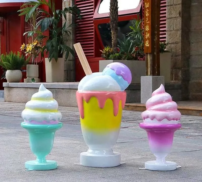 Custom Giant Fiberglass Ice Cream Statue | Outdoor FRP Dessert Sculpture for Store Decor — view 4