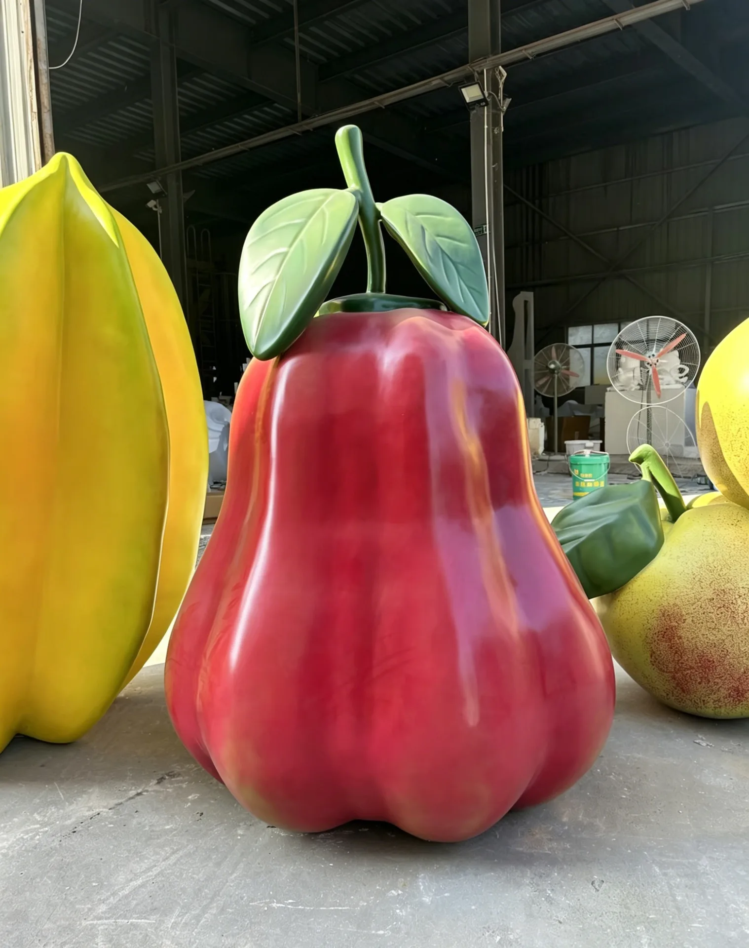 Custom Giant FRP Wax Apple Sculpture | Realistic Fiberglass Fruit Statue for Orchard & Fruit Shop Decor — view 2