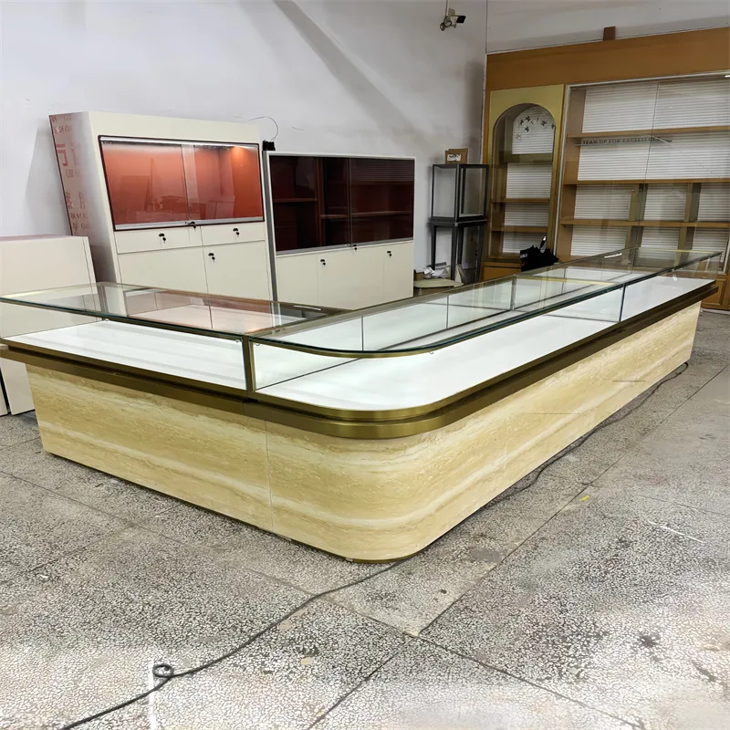 Custom L-Shaped Jewelry Display Island: A Complete Store Solution with Display and Storage