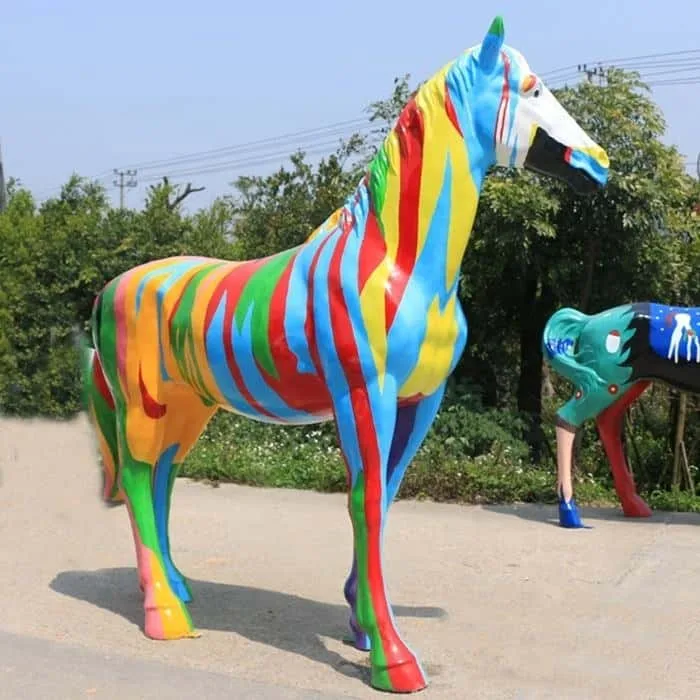 Custom Life-Size Art-Painted Fiberglass Horse Sculpture – Outdoor-Ready & Collectible Resin Masterpiece — view 5