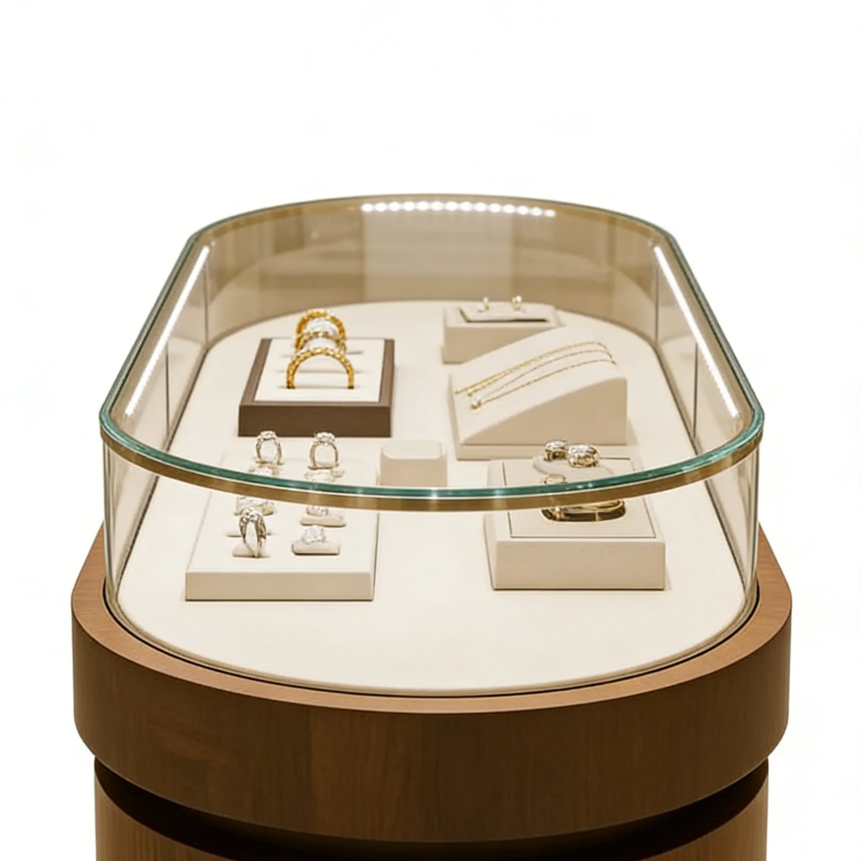 Custom Luxury Jewelry Display Case – Premium Tempered Glass & Wood Finish – Retail Showcase Cabinet for Rings, Necklaces & Fine Jewelry — view 4