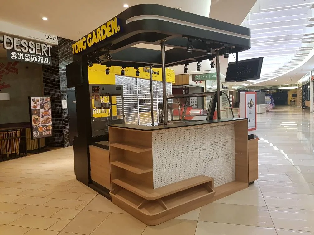 Custom Modern Wooden & Black Nuts Kiosk – Island-Style Snack Booth with Popcorn Machine for Malls — view 2