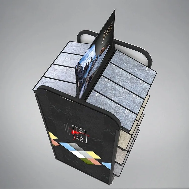 Custom Movable Double-Sided 4-Tier Tile Display Rack | Free-Standing Tile Stand — view 6