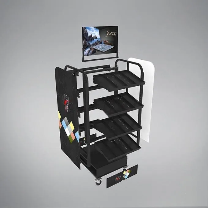 Custom Movable Double-Sided 4-Tier Tile Display Rack | Free-Standing Tile Stand — view 3