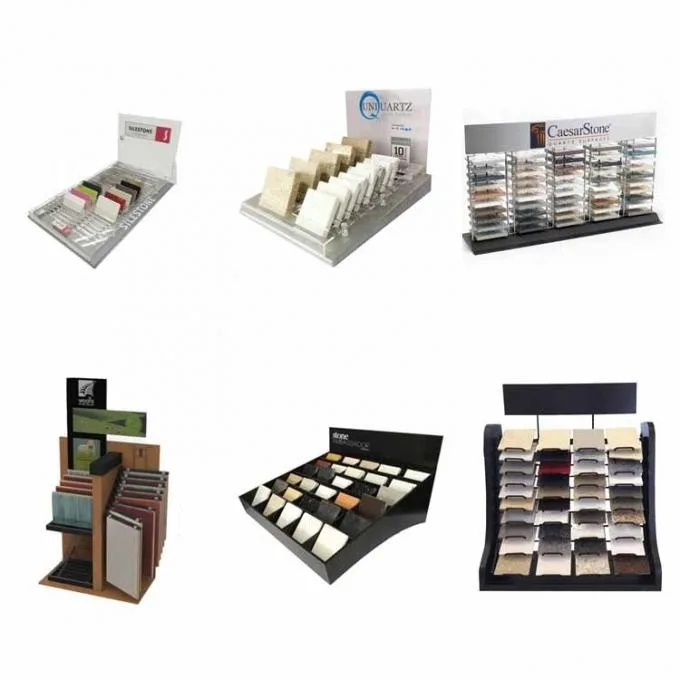 Custom Movable Double-Sided 4-Tier Tile Display Rack | Free-Standing Tile Stand — view 4