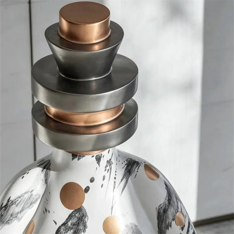 Custom New Chinese Ink Wash Abstract Animal Fiberglass Sculpture Light Luxury Multi-Layer Metal Head Floor Ornament For Hotel Sales Office E — view 4