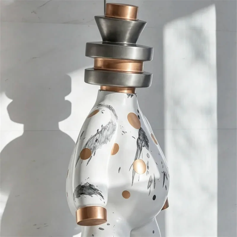Custom New Chinese Ink Wash Abstract Animal Fiberglass Sculpture Light Luxury Multi-Layer Metal Head Floor Ornament For Hotel Sales Office E — view 3