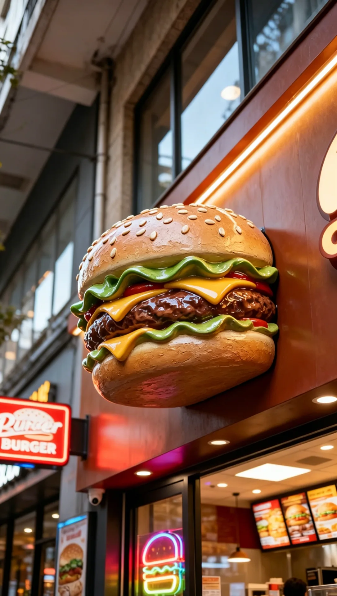 Custom Oversized Fiberglass Burger Sculpture | Restaurant Storefront Decor Series — view 4