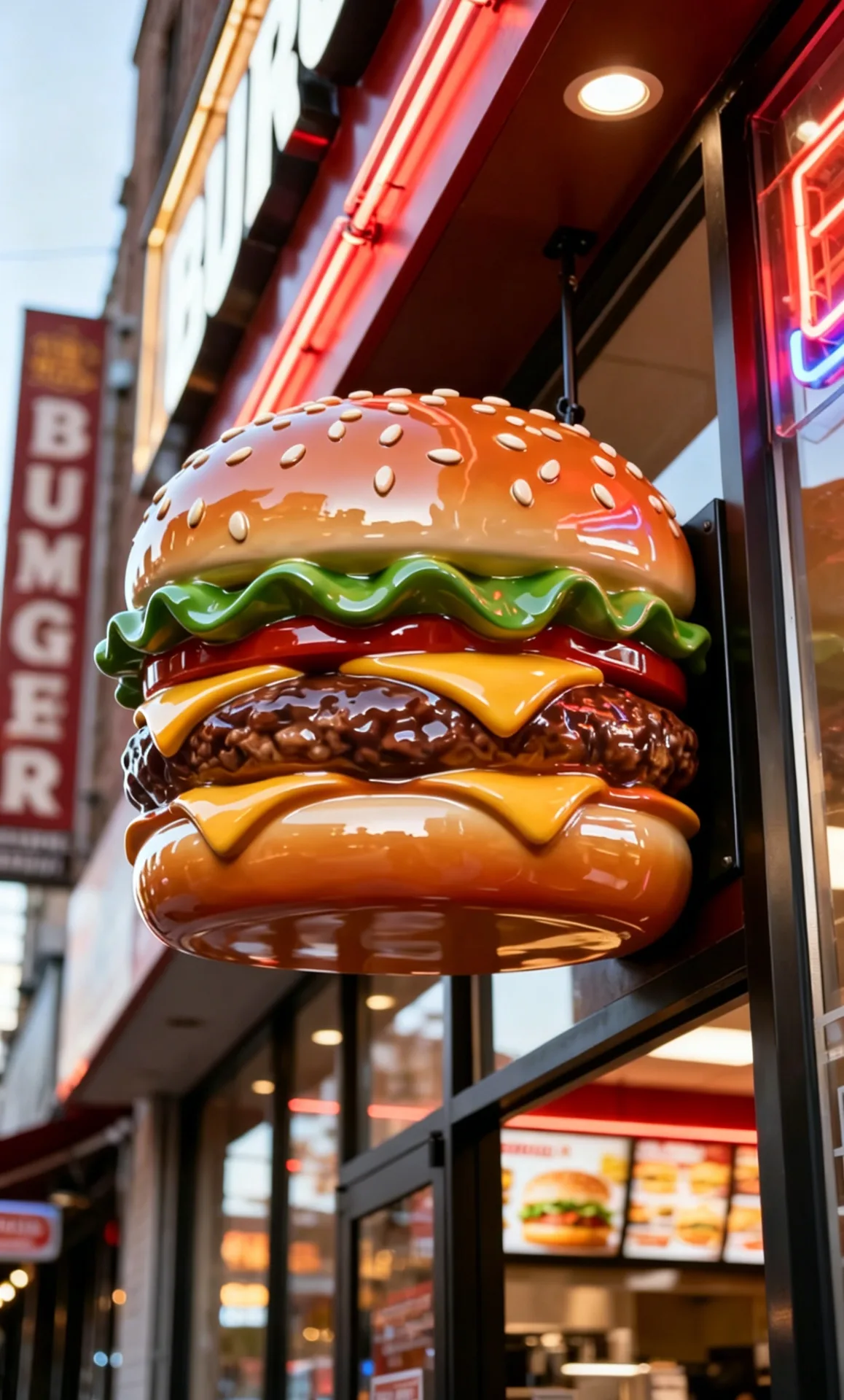 Custom Oversized Fiberglass Burger Sculpture | Restaurant Storefront Decor Series — view 3