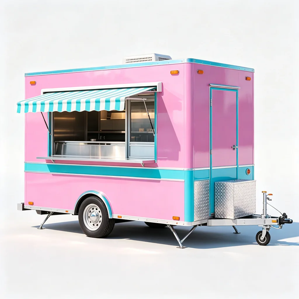 Custom Pink Blue Food Trailer Mobile Concession Stand — view 3