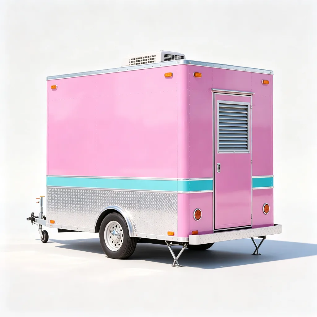 Custom Pink Blue Food Trailer Mobile Concession Stand — view 4
