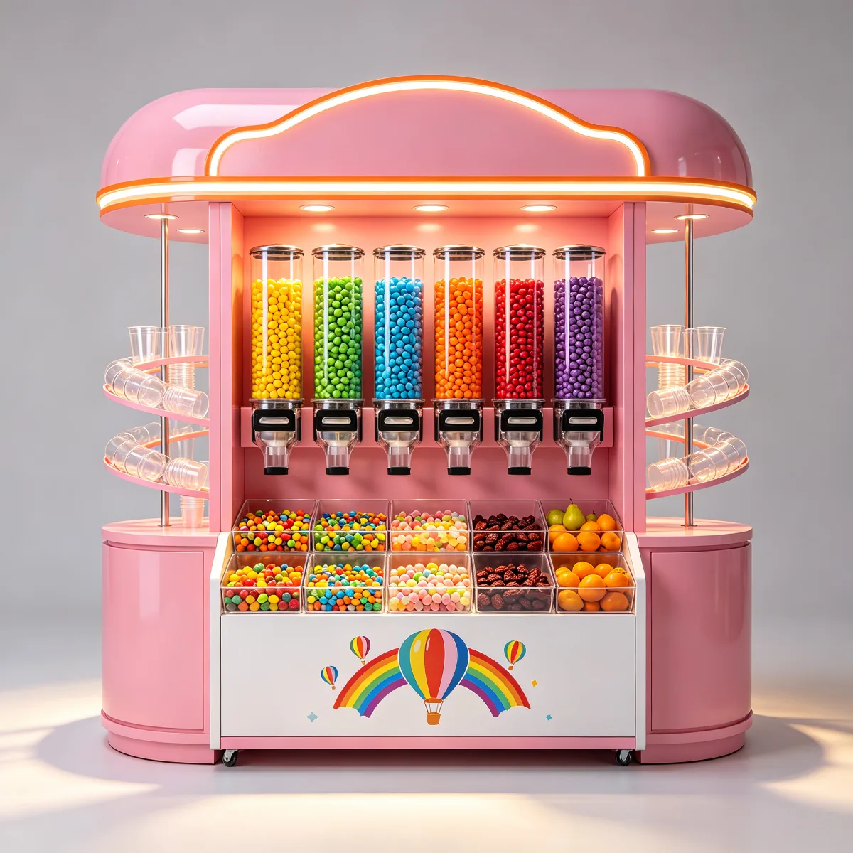 Custom Pink Candy Kiosk — Commercial Retail Sweet Display Booth