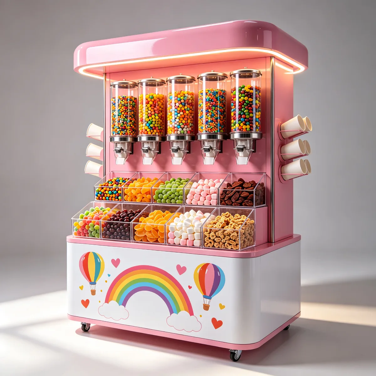 Custom Pink Candy Kiosk — Commercial Retail Sweet Display Booth — view 4