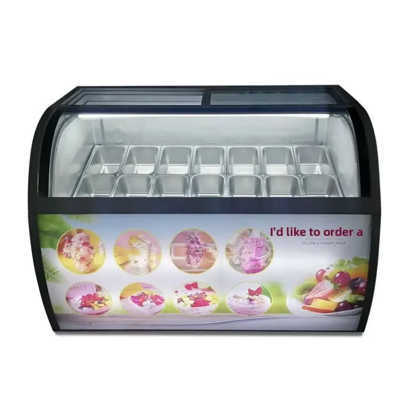 Custom Printed Gelato Display Freezer For Ice Cream and Fried Yogurt Dessert — view 4