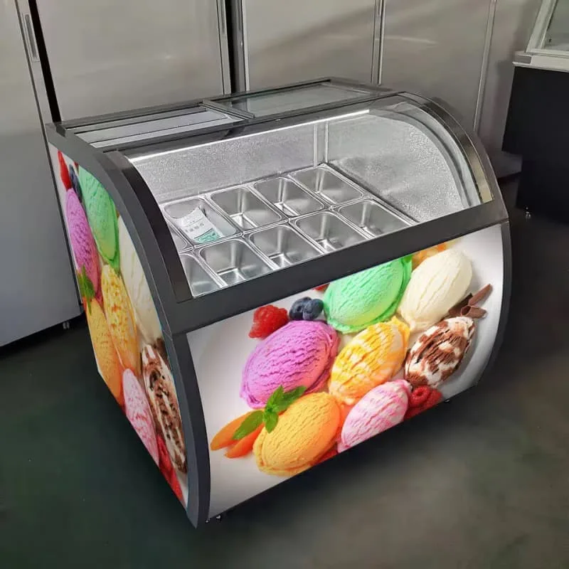 Custom Printed Gelato Display Freezer For Ice Cream and Fried Yogurt Dessert — view 6