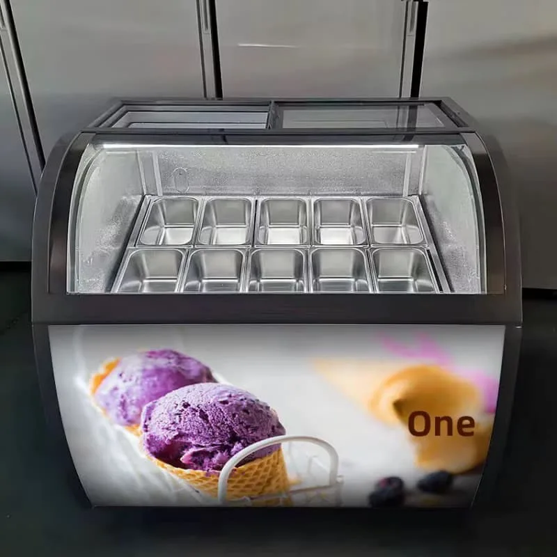 Custom Printed Gelato Display Freezer For Ice Cream and Fried Yogurt Dessert — view 5