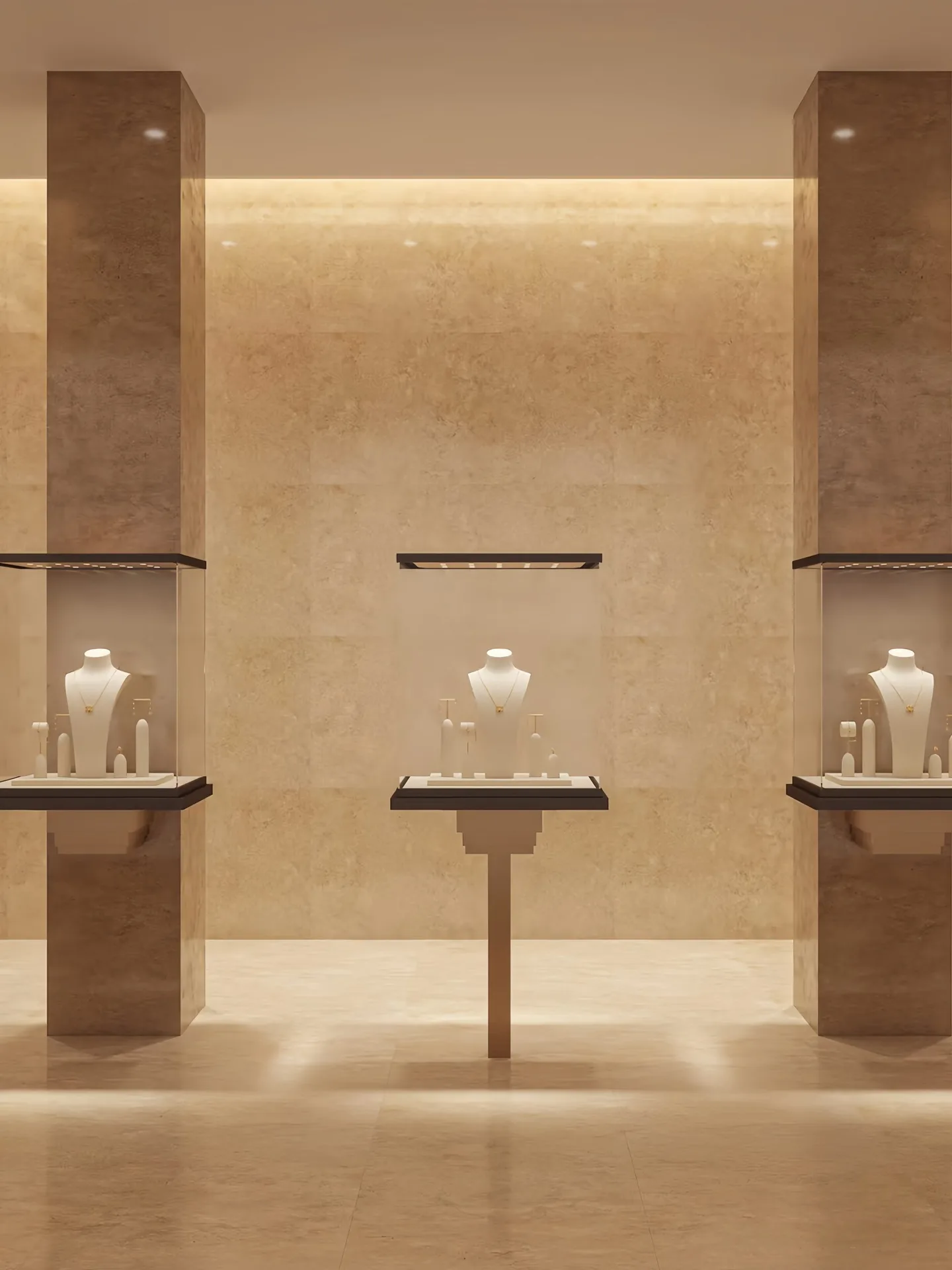 Custom Recessed Wall Jewelry Display Cabinet, Built‑in Wall Glass Jewellery Showcase for Retail Boutique — view 3