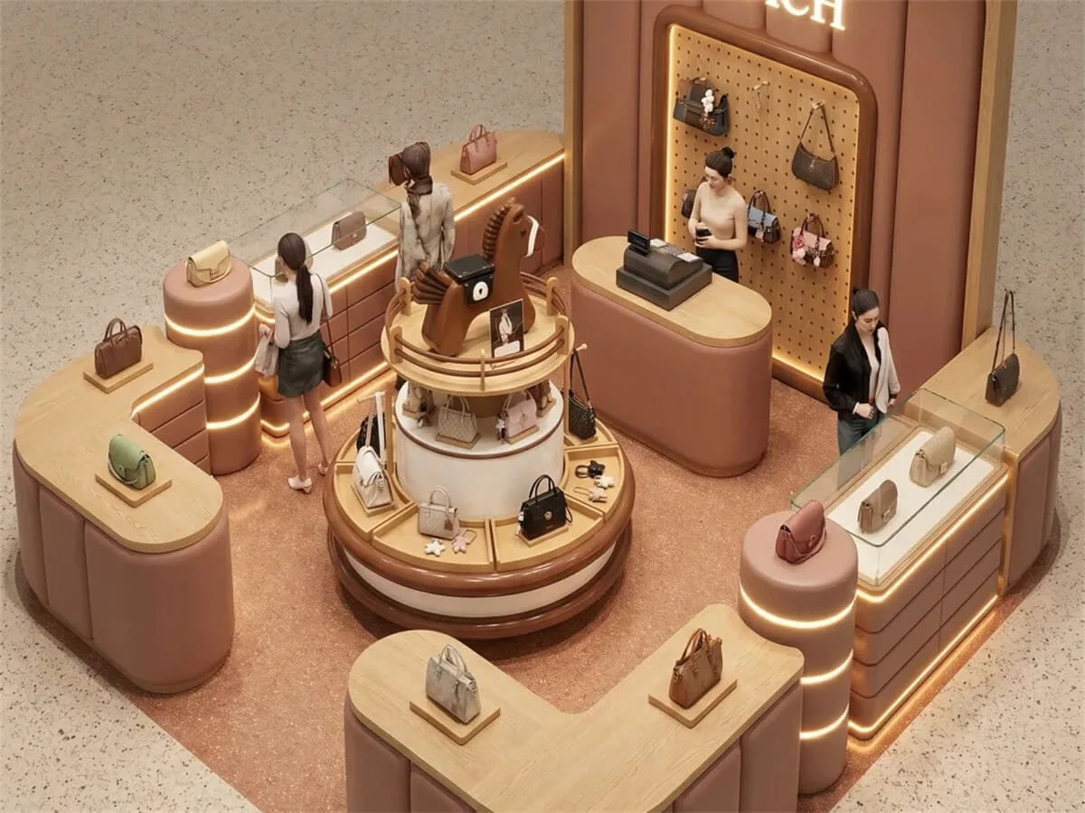 Custom Retail Bag Display Stand Shopping Mall Handbag Kiosk — product detail 2