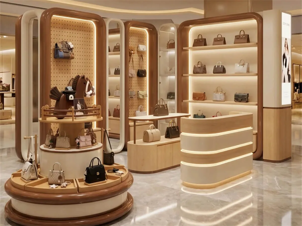 Custom Retail Bag Display Stand Shopping Mall Handbag Kiosk — view 2