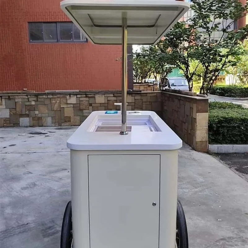 Custom Retro Mobile Gelato Ice Cream Cart With Canopy For Street — view 4