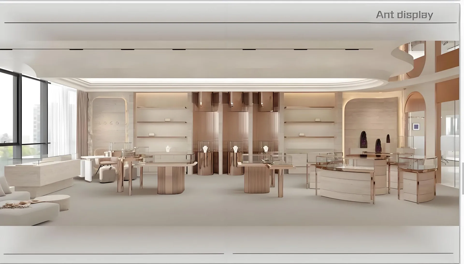 Custom Soft‑Luxury Jewelry Showroom Interior | Complete Store Display Cabinet Fit‑Out