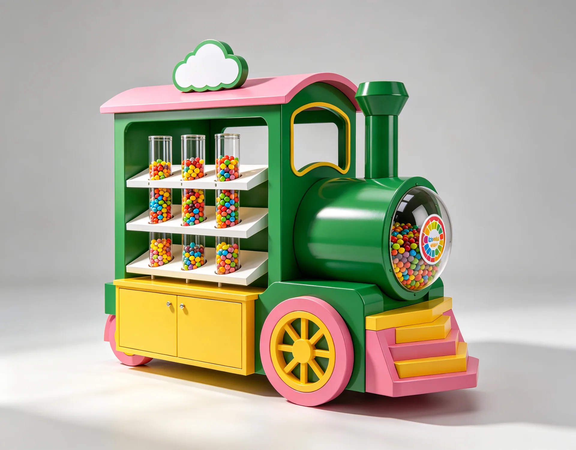 Custom Train-Shaped Candy Kiosk – Colorful Mobile Sweet Shop with Glass Dome & Acrylic Display for Malls — view 2