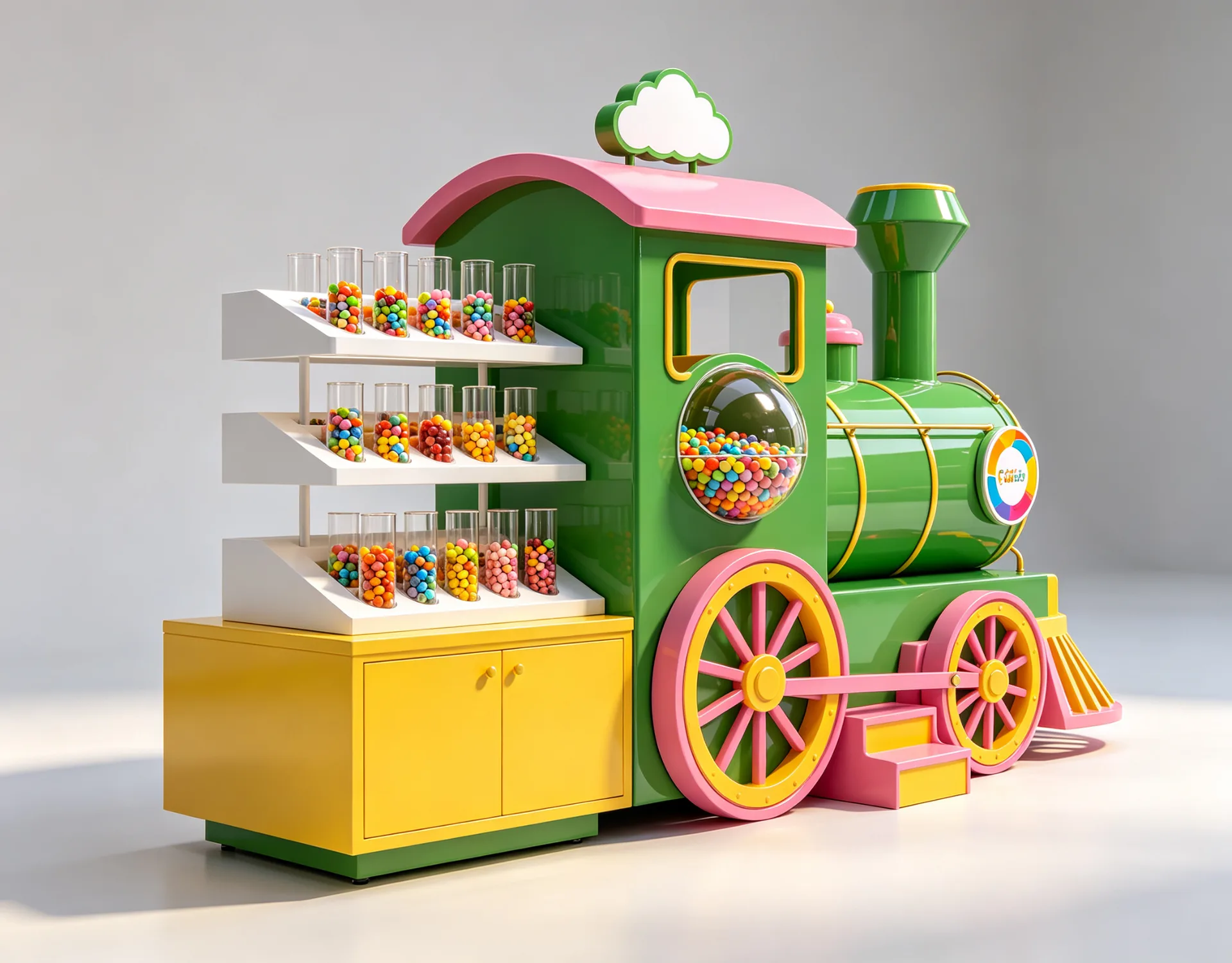 Custom Train-Shaped Candy Kiosk – Colorful Mobile Sweet Shop with Glass Dome & Acrylic Display for Malls — view 4