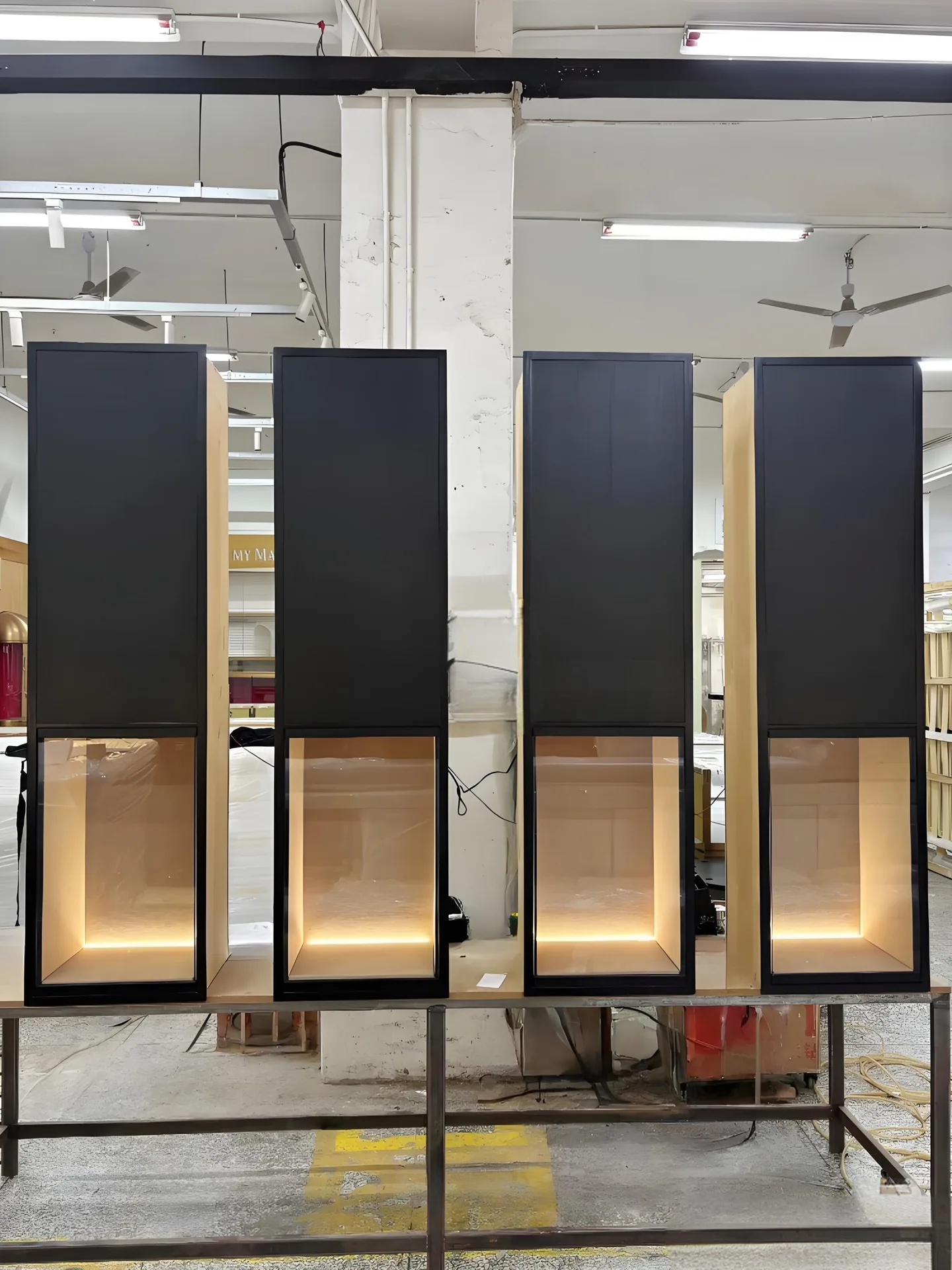 Custom Wall-Mounted Display Cabinet with Matte Black Finish & Built-in LED Glass Showcase — view 5