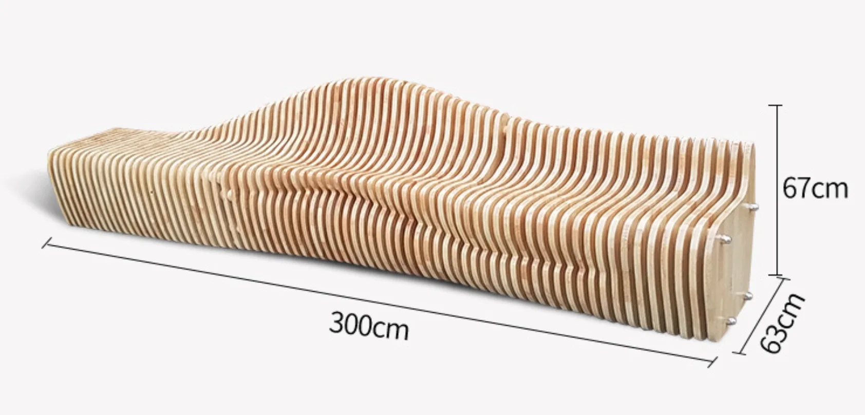 Custom Wooden Sliced Timber Parametric Bench For Public Seating — product detail 1