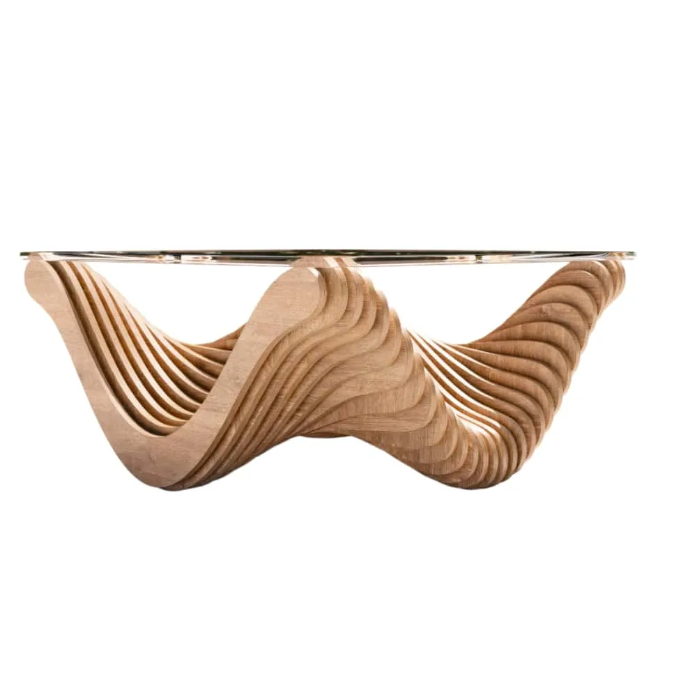 Custom Wooden Wave Parametric Table, Coffee Table For Sale — view 3