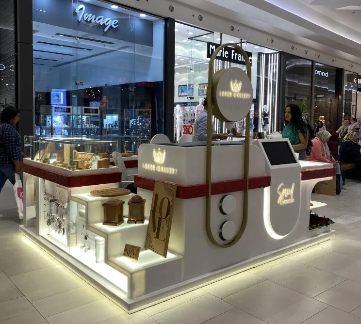 Customizable Gift Kiosk with Laser Engraving, Personalized Mall Retail Booth, Premium Terrazzo Finish , Adjustable Size 3-5M, Multiple Color — product detail 4