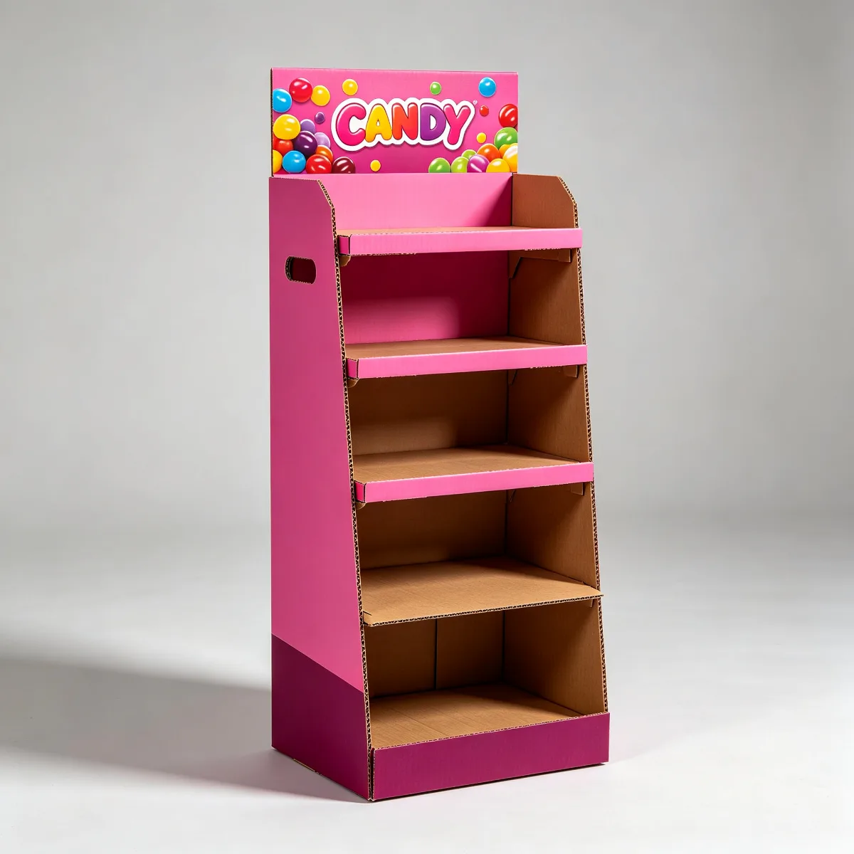 Customized cardboard candy display shelf Retail store display stand — view 4