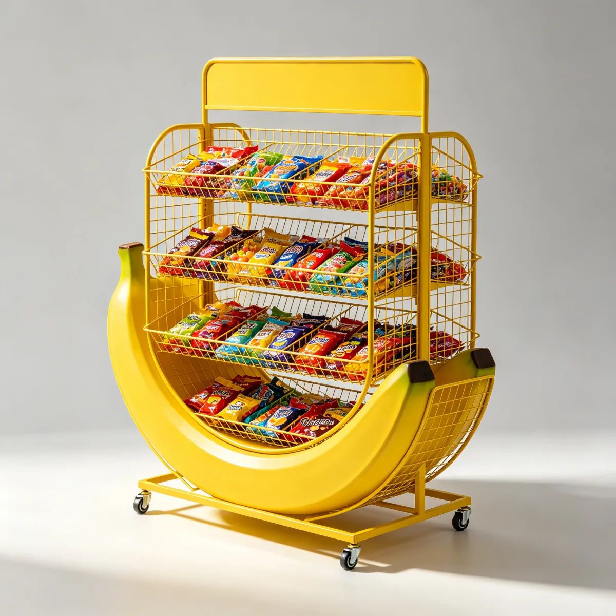 Customized metal wire display rack Banana shaped candy display stand — view 2
