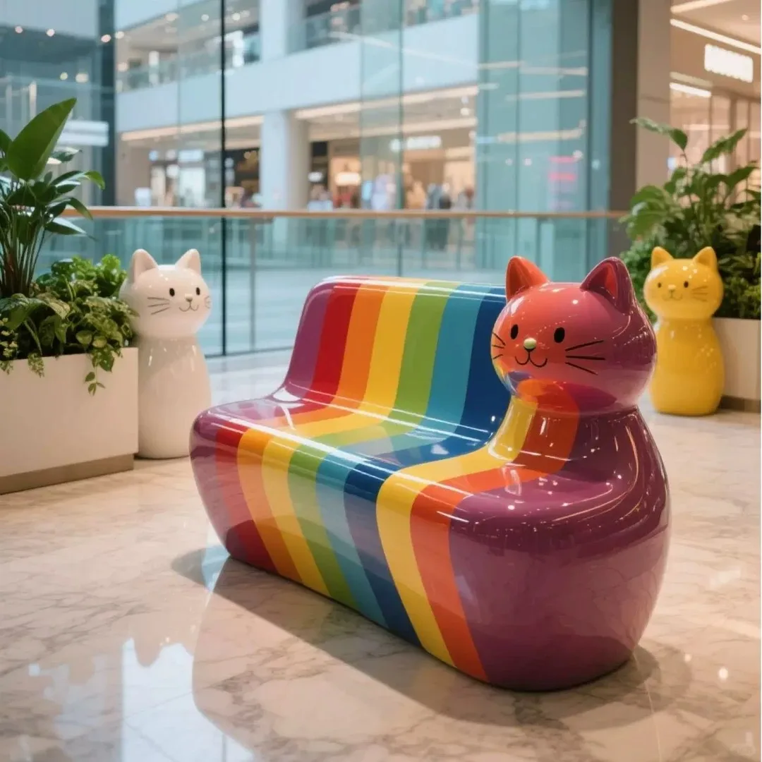 Cute Animal Fiberglass Bench for Mall, Kids Playground & Retail Lounge Seating — view 3