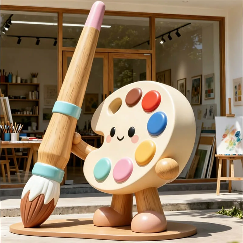Cute Cartoon Palette Character Fiberglass Sculpture | Outdoor Campus / Art Studio Photo Prop, Kids’ Park Traffic Booster — view 4