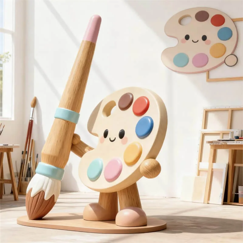 Cute Cartoon Palette Character Fiberglass Sculpture | Outdoor Campus / Art Studio Photo Prop, Kids’ Park Traffic Booster — view 2